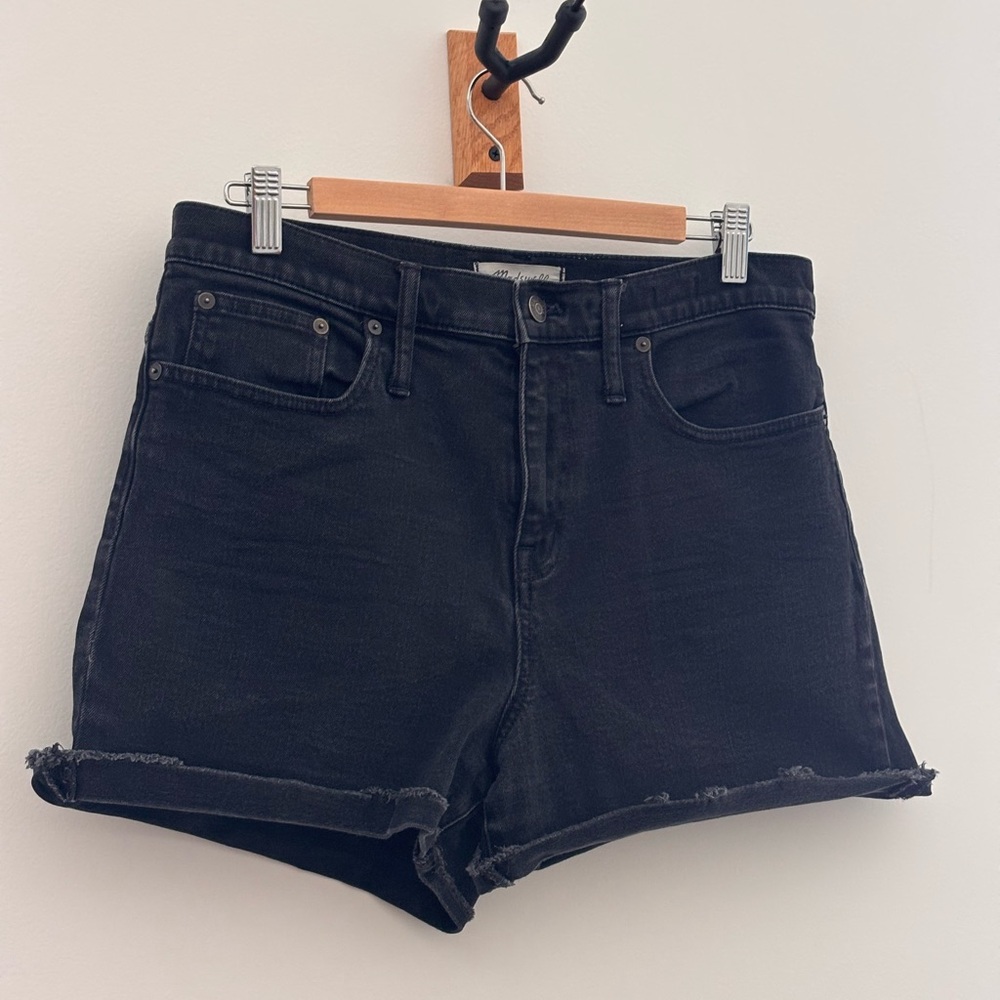 Madewell Black Rolled-Hem Denim Shorts